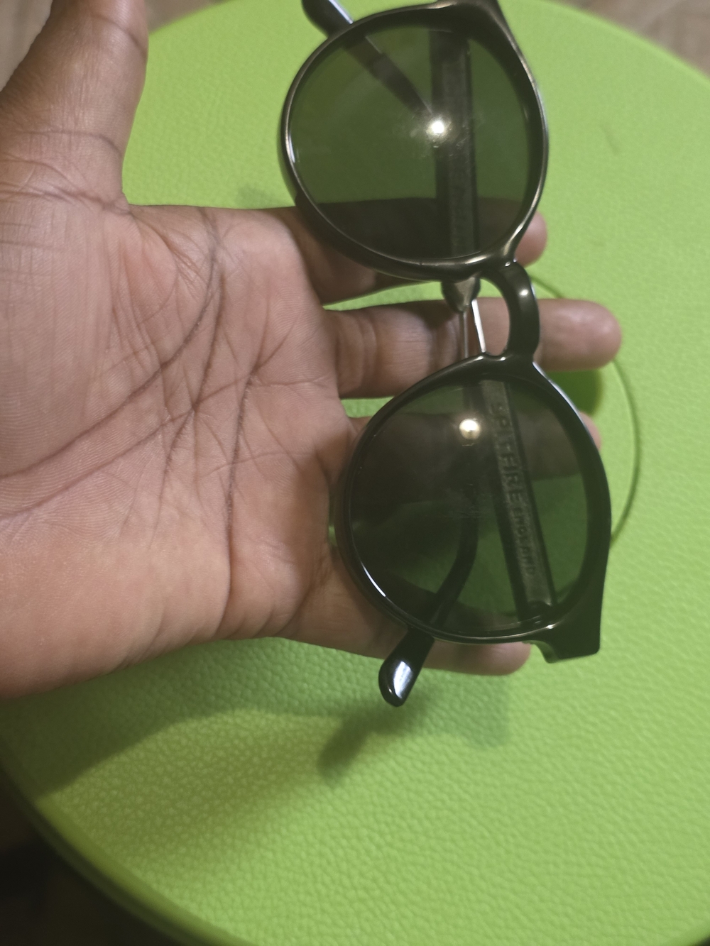 Spitfire Black Round Sunglasses with Dark Lenses With Few Scratches